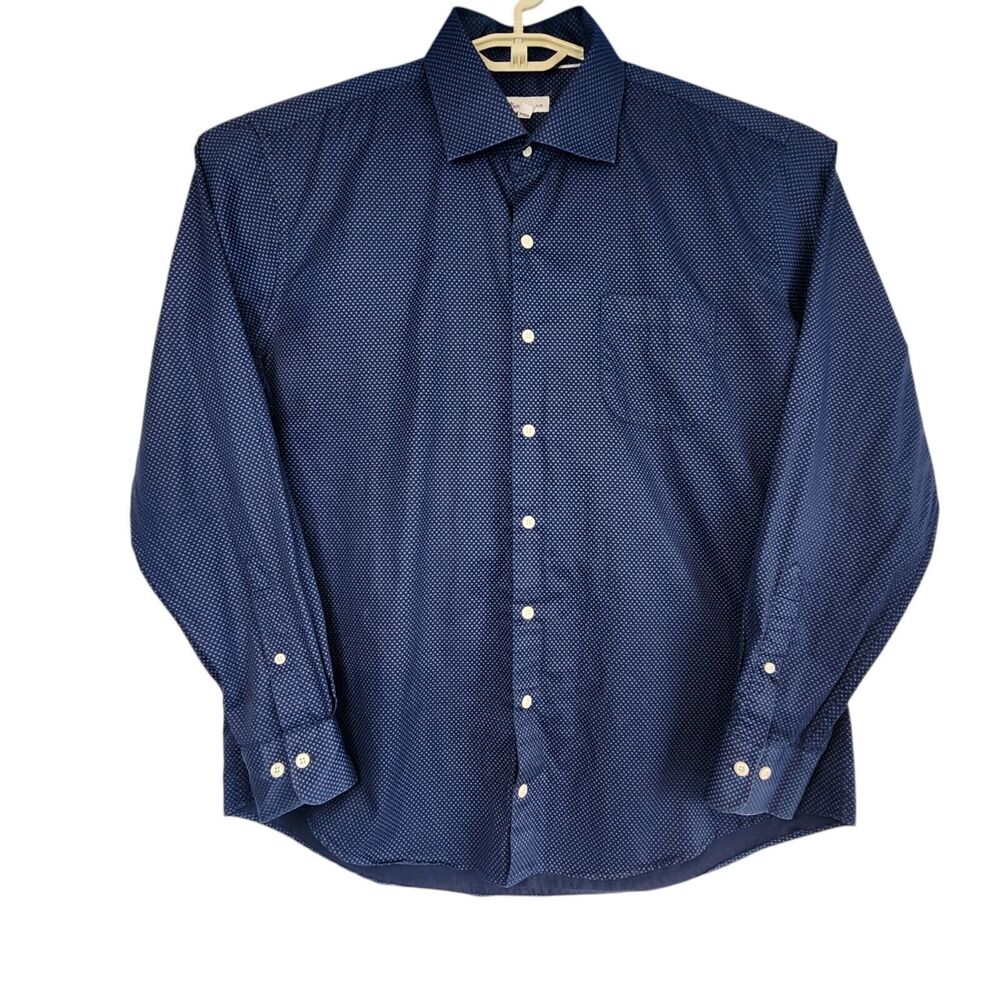 Peter Millar Mens XL 100% Cotton Navy Blue Long Sleeve Sport Shirt MF19W101CSL